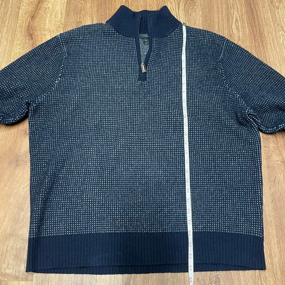 J.Crew Mens 100% Lambswool Quarter Zip Pullover Sweater Blue Size XL Warm